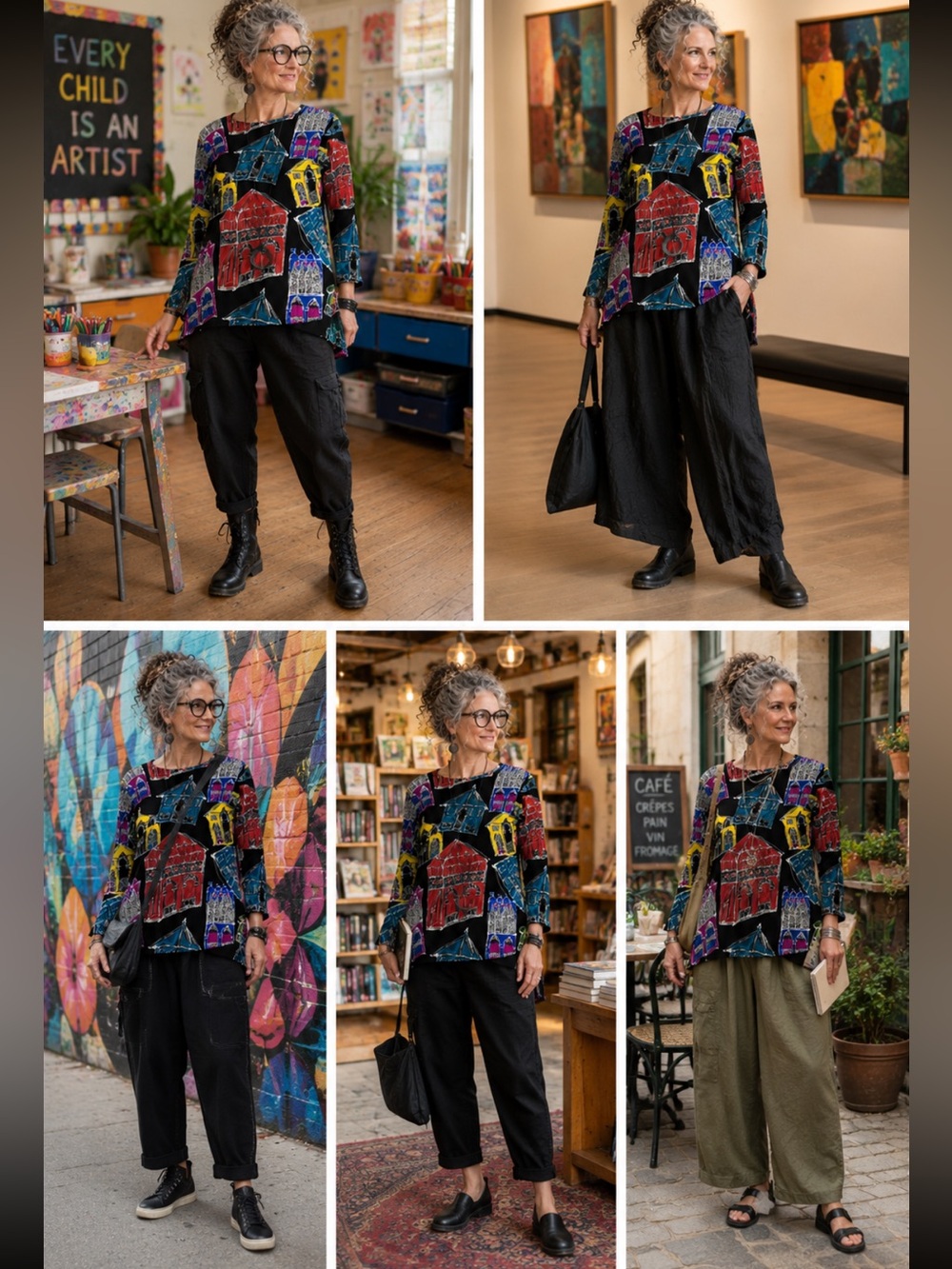 Vintage Essay by Sharon Anthony wearable art architectural Print Tunic Top